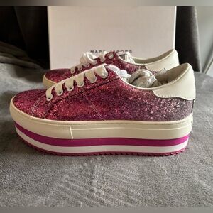 Marc Jacobs Fuchsia Glitter Platform Sneakers